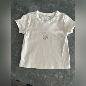 Brandy Melville Cream Short Sleeve Tee with Bear Design